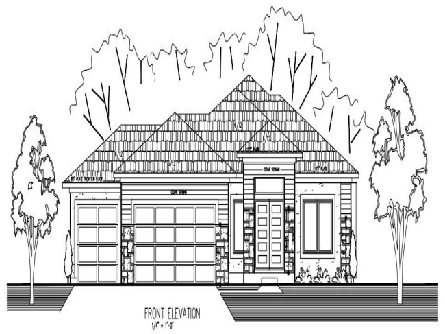 Architectural Drawing, Front Elevation. Illustrating the forward-facing aspect of the property Architectural Drawing, Front Elevation. Illustrating the forward-facing aspect of the property